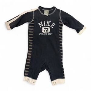 Nike Y2K Black Romper One Piece Grey Tag Vintage Euro 70